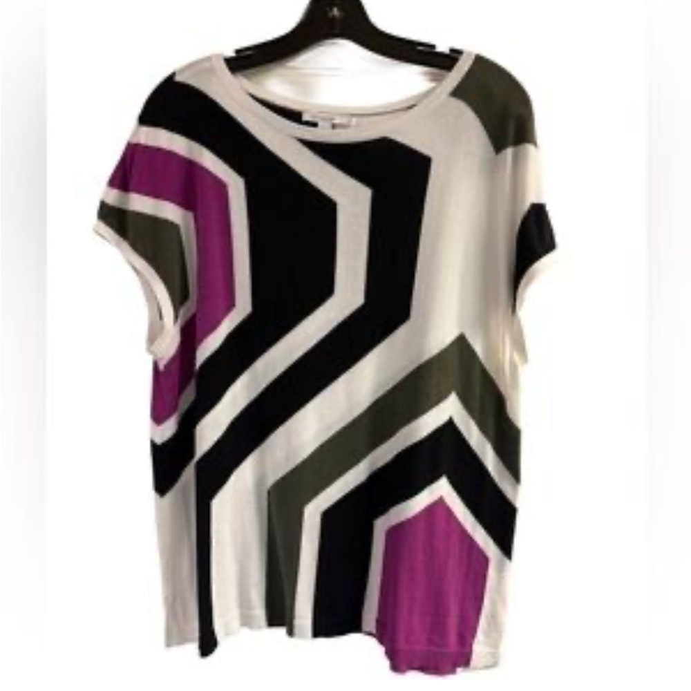 Chico's Geometric bold Striped cotton blouse